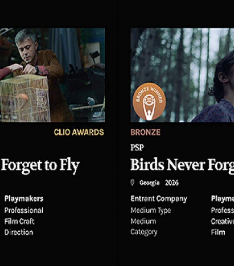 PSP-ს კამპანიის „ჩიტებს ფრენა არ ავიწყდებათ“ კიდევ ერთი საერთაშორისო აღიარება - CLIO Awards-ის 2 ჯილდო მოიპოვა