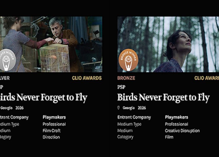 PSP-ს კამპანიის „ჩიტებს ფრენა არ ავიწყდებათ“ კიდევ ერთი საერთაშორისო აღიარება - CLIO Awards-ის 2 ჯილდო მოიპოვა