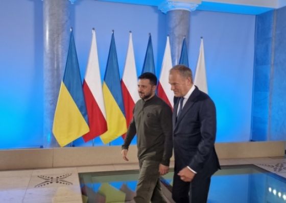 უკრაინის პრეზიდენტი ვოლოდიმირ ზელენსკი ლუბლინში პოლონეთის პრემიერს, დონალდ ტუსკს შეხვდა
